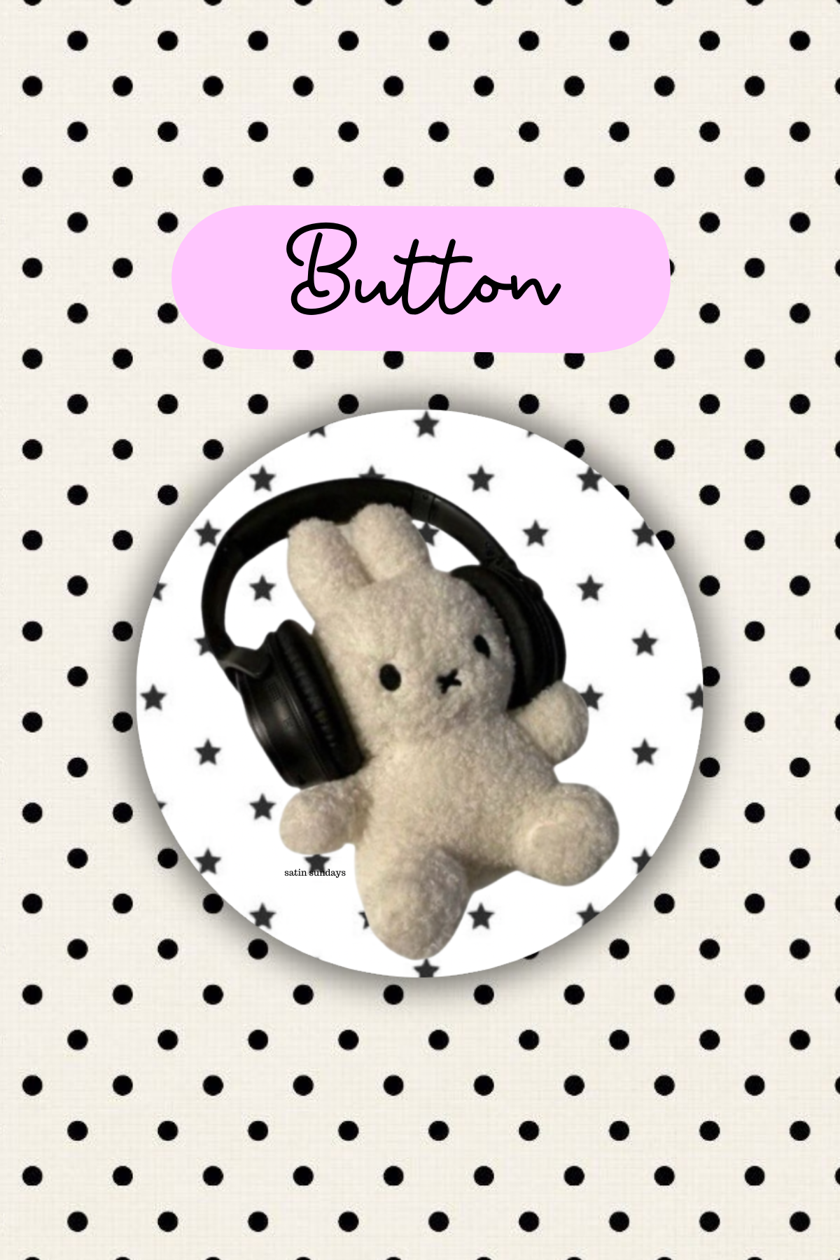 Bunny with Headphones Button